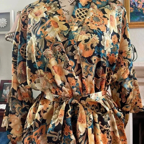 VTG 1980's Inner Most Night Gown Robe Set Floral Satin Silky Romantic Cottagcore - Picture 2 of 16